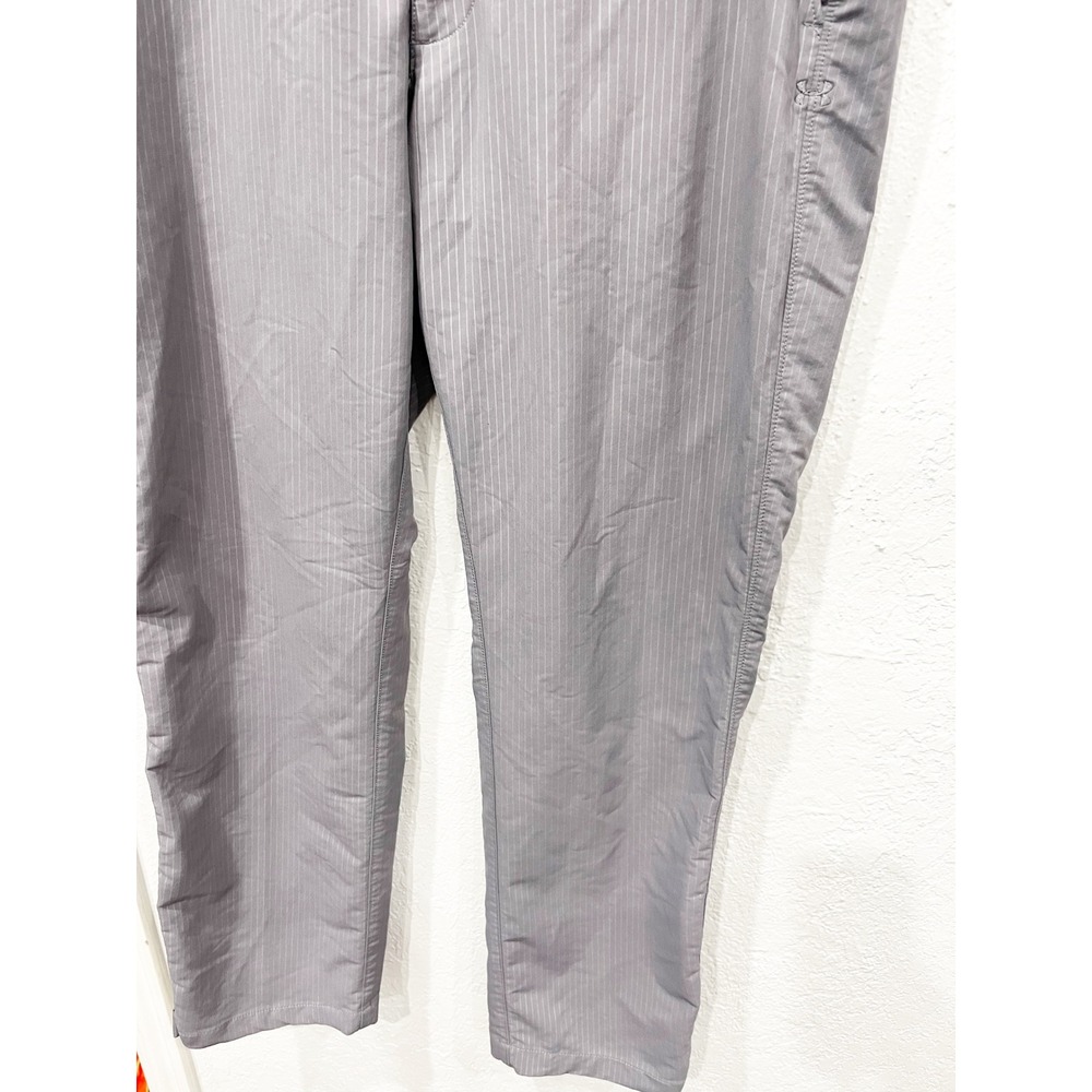 Under Armour Mens Gray Pinstripe Golf Pants Flat Front Trousers 34x34 - Picture 4 of 7